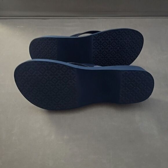 Tory Burch Navy and Multicolor Striped Sandals - Picture 9 of 9